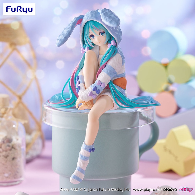 Hatsune Miku – Hatsune Miku Noodle Stopper Figure -Rabbit Ear Hood Pajama Blue Color ver.-