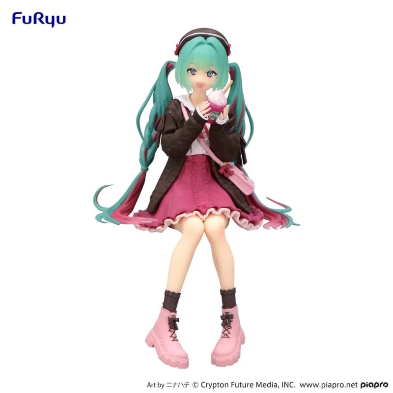 Hatsune Miku statuette Noodle Stopper Autumn Date Pink Color Ver. 14cm Figurine